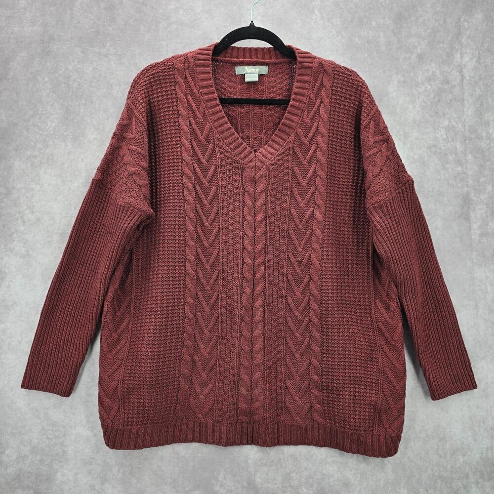 Natural Reflection Red Pullover Knit Long Sleeve … - image 1